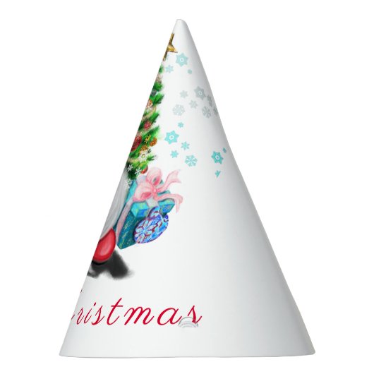 Cute Gnome met Pet met kerstbomen en cadeautjes - Feesthoedjes (Rechts)