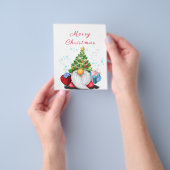 Cute Gnome met Pet met kerstbomen en cadeautjes -  Flyer (Hand)