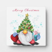 Cute Gnome met Pet met kerstbomen en cadeautjes -  Fotoplaat (Voorkant)