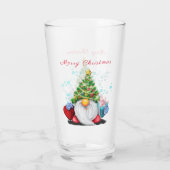 Cute Gnome met Pet met kerstbomen en cadeautjes - Glas (Achterkant)