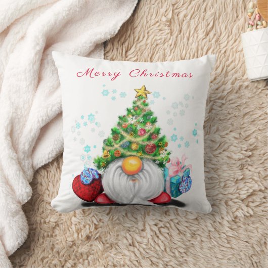 Cute Gnome met Pet met kerstbomen en cadeautjes - Kussen (Deken)