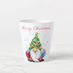 Cute Gnome met Pet met kerstbomen en cadeautjes -  Latte Mok