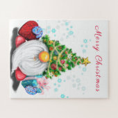 Cute Gnome met Pet met kerstbomen en cadeautjes -  Legpuzzel (Horizontaal)