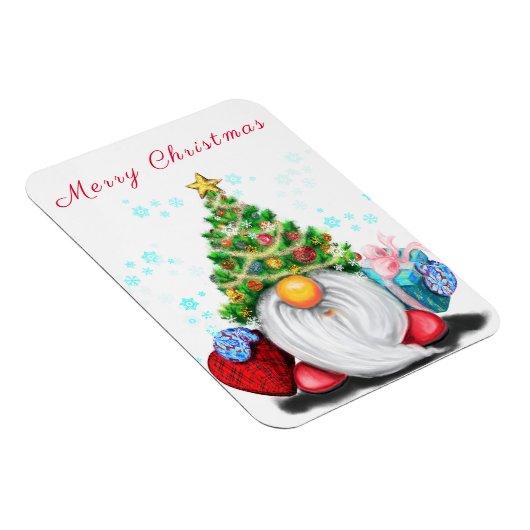 Cute Gnome met Pet met kerstbomen en cadeautjes -  Magneet (Rechterzijde)
