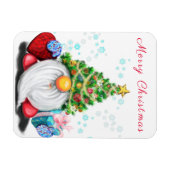 Cute Gnome met Pet met kerstbomen en cadeautjes - Magneet (Horizontaal)