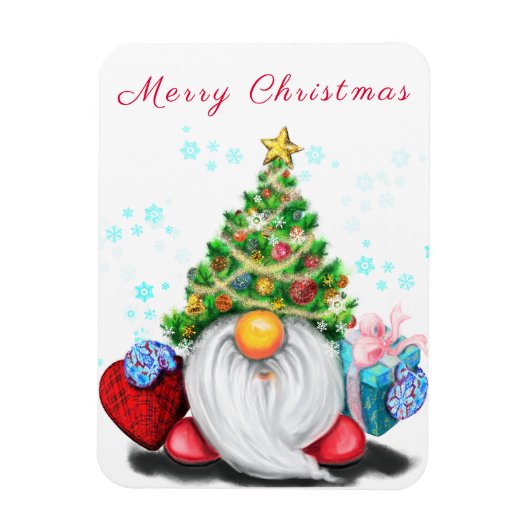 Cute Gnome met Pet met kerstbomen en cadeautjes - Magneet (Verticaal)