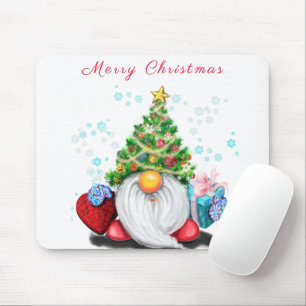 Cute Gnome met Pet met kerstbomen en cadeautjes -  Muismat