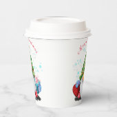 Cute Gnome met Pet met kerstbomen en cadeautjes - Papieren Bekers (Links)