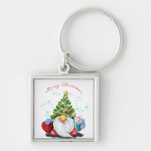 Cute Gnome met Pet met kerstbomen en cadeautjes -  Sleutelhanger