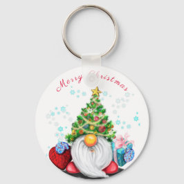 Cute Gnome met Pet met kerstbomen en cadeautjes -  Sleutelhanger