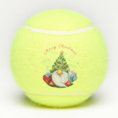 Cute Gnome met Pet met kerstbomen en cadeautjes -  Tennisballen (Achterkant)