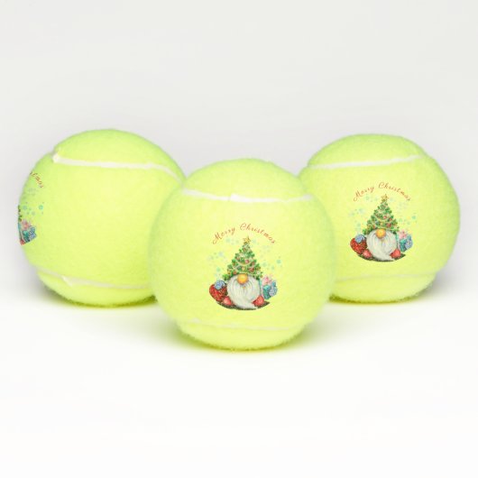 Cute Gnome met Pet met kerstbomen en cadeautjes -  Tennisballen (Multi)