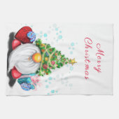 Cute Gnome met Pet met kerstbomen en cadeautjes - Theedoek (Horizontaal)