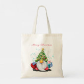 Cute Gnome met Pet met kerstbomen en cadeautjes -  Tote Bag (Achterkant)
