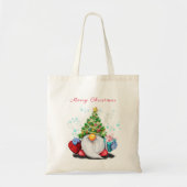 Cute Gnome met Pet met kerstbomen en cadeautjes -  Tote Bag (Voorkant)