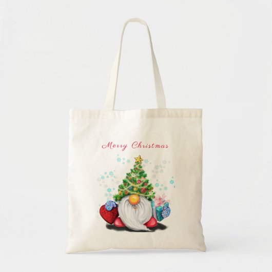 Cute Gnome met Pet met kerstbomen en cadeautjes -  Tote Bag (Voorkant)