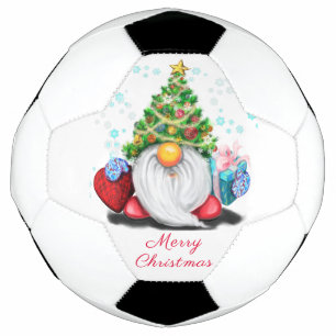 Cute Gnome met Pet met kerstbomen en cadeautjes - Voetbal