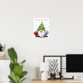 Cute Gnome met Pet met kerstbomen en Poster met ca (Thuiskantoor)