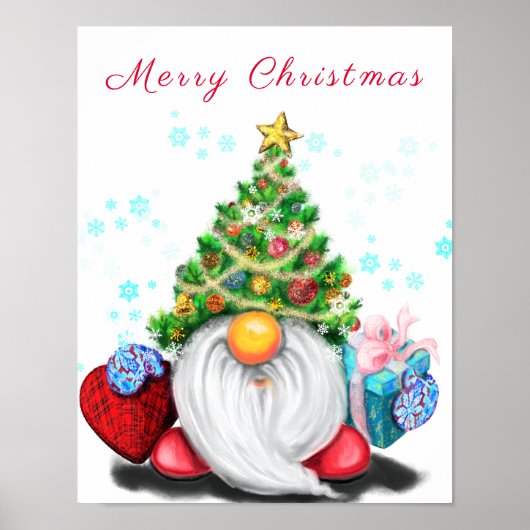Cute Gnome met Pet met kerstbomen en Poster met ca (Voorkant)
