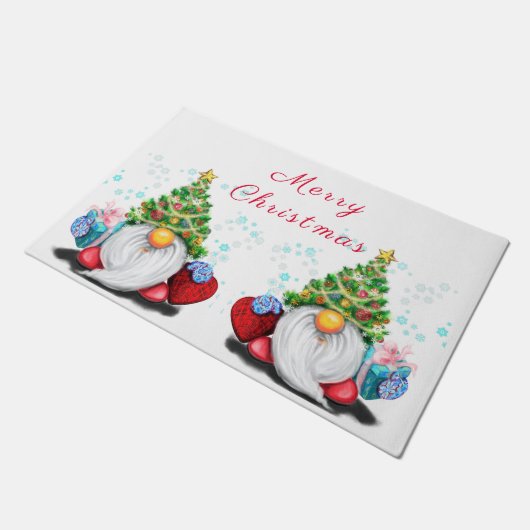 Cute Gnome met Pet voor kerstbomen en cadeautjes  Deurmat (Schuin)