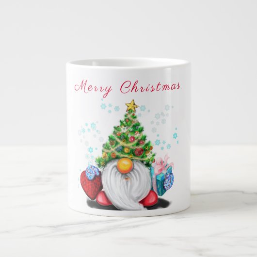 Cute Gnome met Pet voor kerstbomen en cadeautjes Grote Koffiekop (Voorkant)