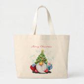 Cute Gnome met Pet voor kerstbomen en cadeautjes Grote Tote Bag (Voorkant)