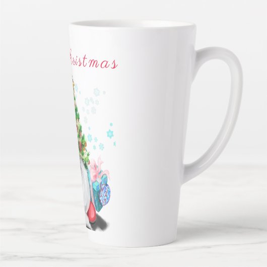 Cute Gnome met Pet voor kerstbomen en cadeautjes Latte Mok (Rechts)