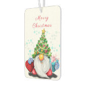 Cute Gnome met Pet voor kerstbomen en cadeautjes Luchtverfrisser (Links)