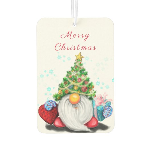 Cute Gnome met Pet voor kerstbomen en cadeautjes Luchtverfrisser (Achterkant)