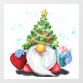 Cute Gnome met Pet voor kerstbomen en cadeautjes Raamsticker (Vel)