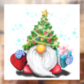 Cute Gnome met Pet voor kerstbomen en cadeautjes Raamsticker (Vel 2)