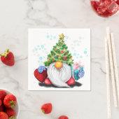 Cute Gnome met Pet voor kerstbomen en cadeautjes Servet (Insitu)
