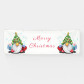 Cute Gnome met Pet voor kerstbomen en cadeautjes Spandoek (Horizontaal)