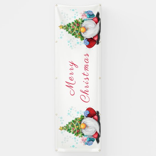 Cute Gnome met Pet voor kerstbomen en cadeautjes Spandoek (Verticaal)
