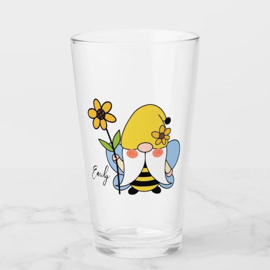 Cute Gnome met zonnebloemen Glas (Voorkant)