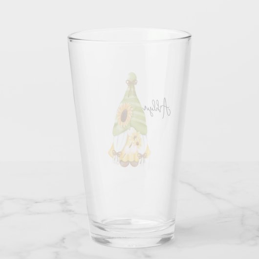 Cute Gnome met zonnebloemen Glass Glas (Achterkant)