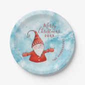 Cute Gnome Modern Coastal Kerstmis Papieren Bordje (Voorkant)
