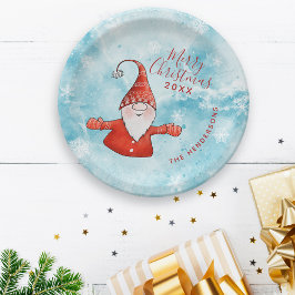 Cute Gnome Modern Coastal Kerstmis Papieren Bordje