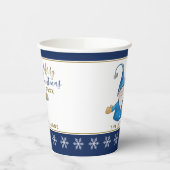Cute Gnome Navy Blue White Kerstparty Papieren Bekers (Links)