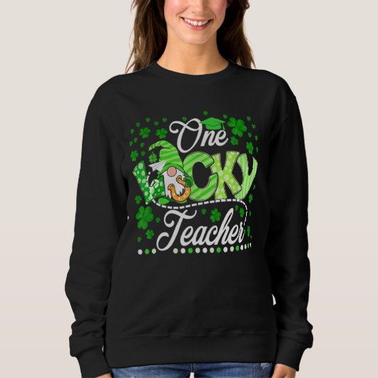 Cute Gnome One Lucky Teacher St Patrick S Day Sham Trui (Voorkant)