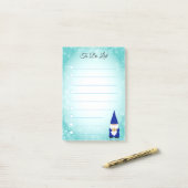 Cute gnome op turkooizen en witte bekleding post-it® notes (Op bureau)