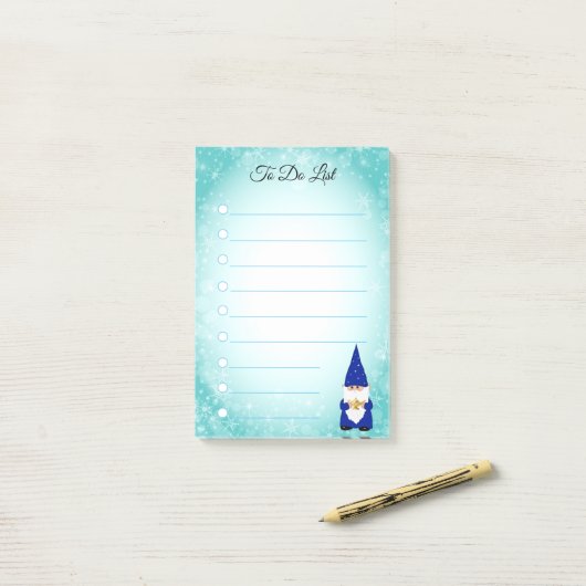 Cute gnome op turkooizen en witte bekleding post-it® notes (Op bureau)