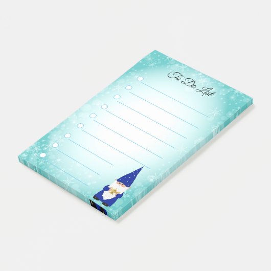 Cute gnome op turkooizen en witte bekleding post-it® notes (Schuin)