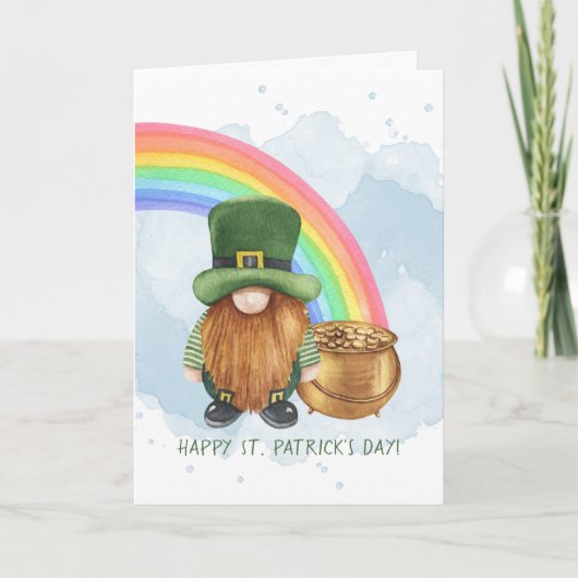 Cute Gnome Pot of Gold Custom St Patrick's Day Feestdagen Kaart (Voorkant)