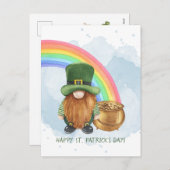 Cute Gnome Pot of Gold Custom St Patrick's Day Feestdagenkaart (Voorkant / Achterkant)