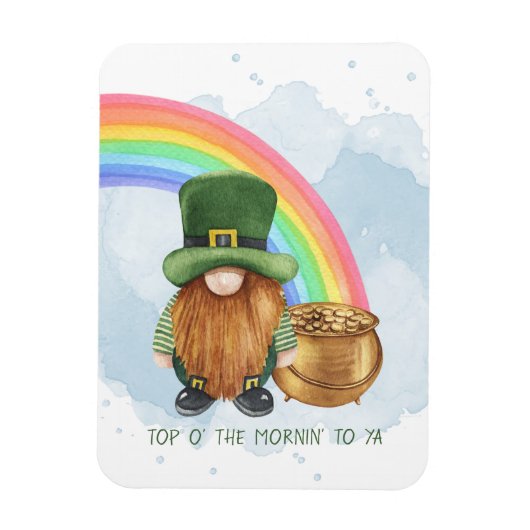 Cute Gnome Pot of Gold Custom St Patrick's Day Magneet (Verticaal)