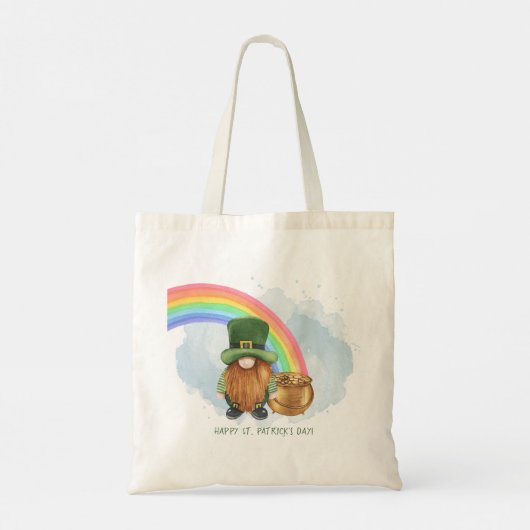 Cute Gnome Pot of Gold Custom St Patrick's Day Tote Bag (Achterkant)