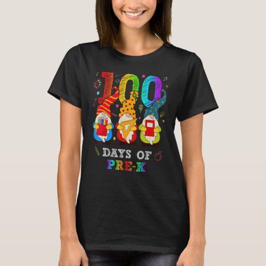 Cute Gnome Pre K Teacher 100e dag van het Kind van T-shirt (Voorkant)
