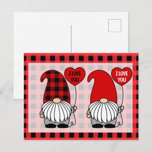 Cute Gnome Pset ik hou van je Briefkaart (Voorkant / Achterkant)