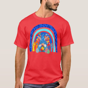 Cute Gnome Rainbow Leopard Autism Awareness Fun Ea T-shirt